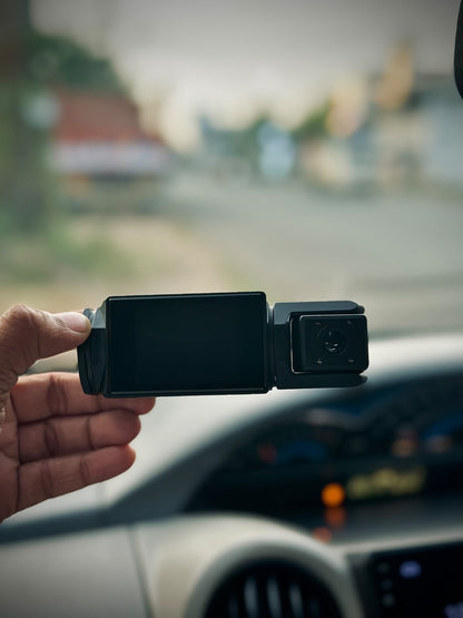 Full HD 1080P 3-Camera Car Dash Cam | Front + Rear + Interior | Night Vision | 170° Wide Angle | Loop Recording | G-Sensor