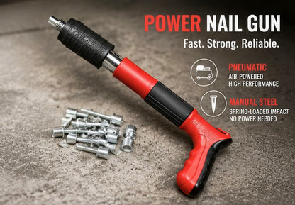 Power Nail Gun – Heavy-Duty Pneumatic & Manual Steel Nail Driver